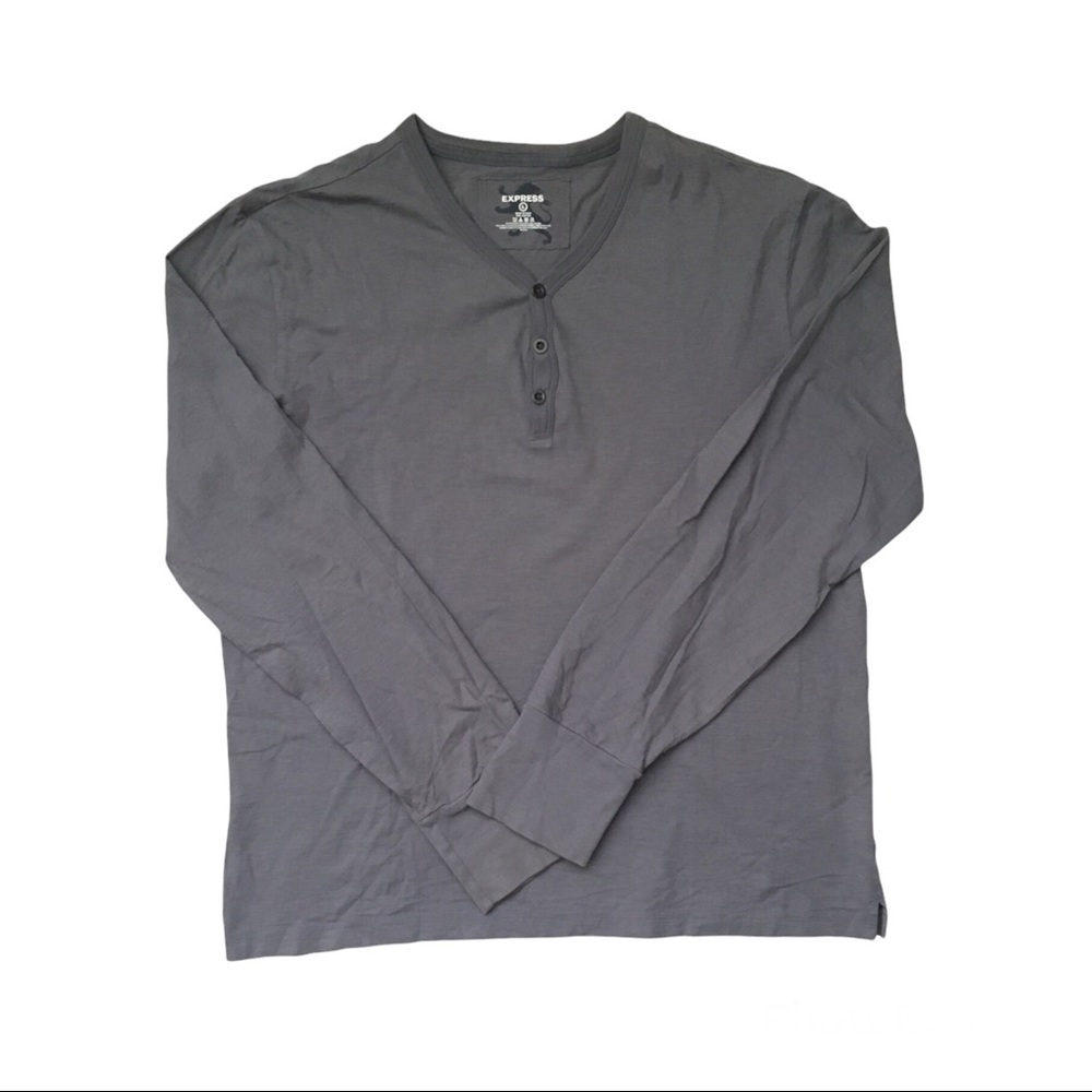Express Gray Blue Long Sleeve Large Men's Top